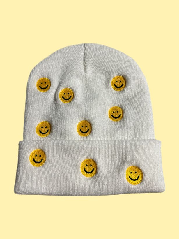 Smile Beanie — custom embroidery by TS Embroidery