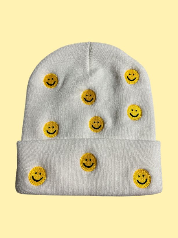 Smile Beanie — custom embroidery by TS Embroidery